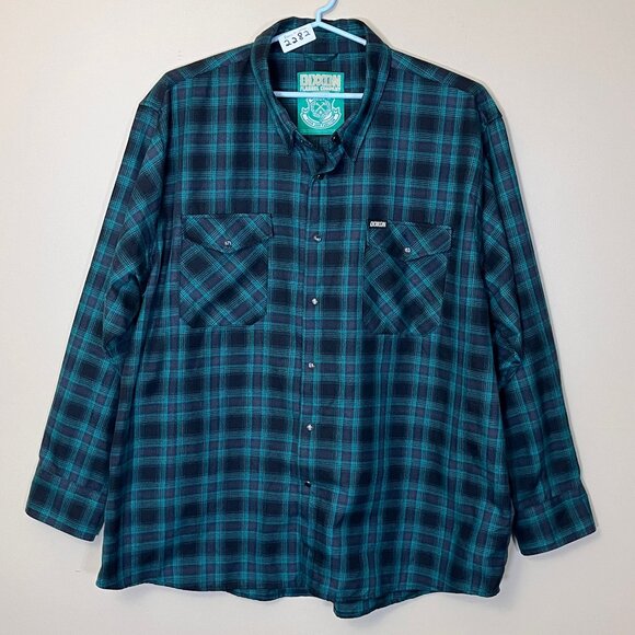 Dixxon Flannel McCaffrey Pearl Snap Long Sleeve Shirt - Men's Size 4XL - Green - Picture 1 of 9